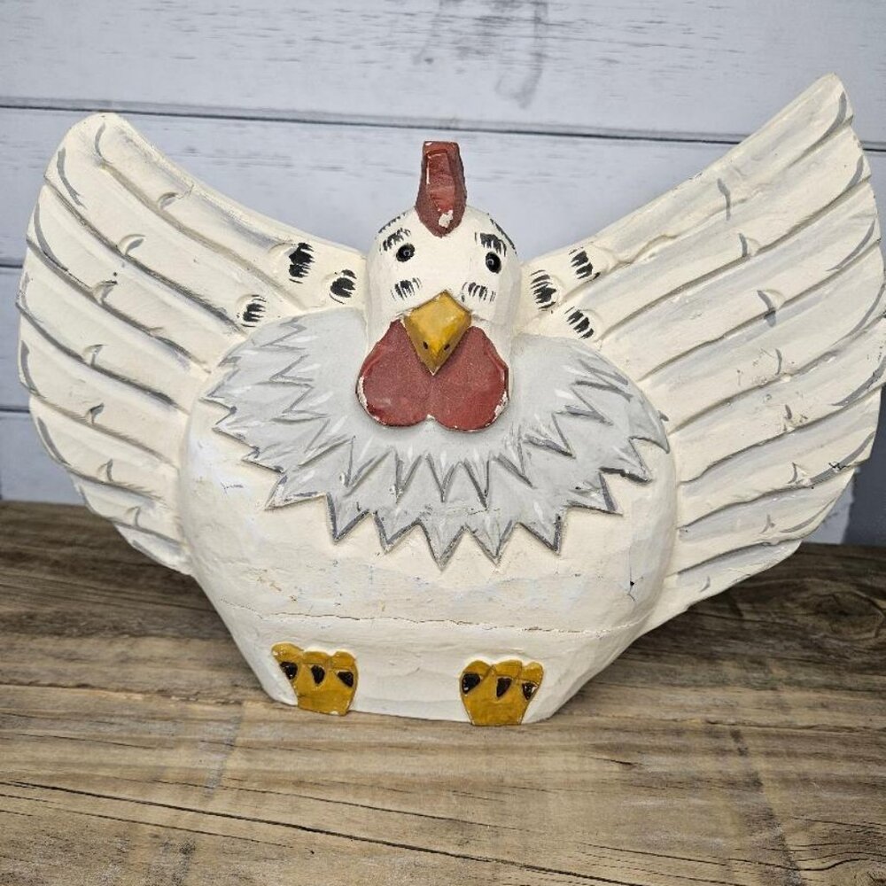 James Haddon -Hand Carved Collectable Hen Farmhouse Rustic Folk Art